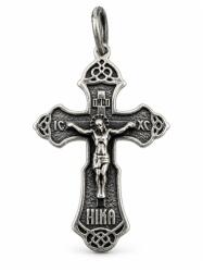 Flippy Pandantiv din Argint 925, Jolie Silver, Model Cruce cu Iisus Răstignit, Detalii Ornamentale, Finisaj Oxidat, Argintiu (05805)