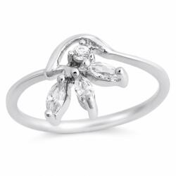 Flippy Inel din Argint 925, Jolie Silver, Model Floare, cu Zirconii, Design Elegant, Marimea 58, Argintiu (06260)
