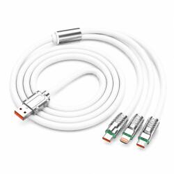 Flippy Cablu de Incarcare si Date 3 in 1, Flippy, Fast Charging, 120W, Compatibil Type-C, Utilizare Simultana pentru 3 Dispozitive, 1.2 m, Alb (177412)