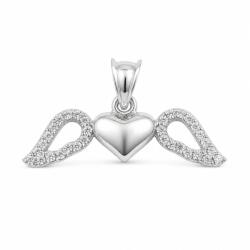 Flippy Pandantiv pentru Lanț din Argint 925, Jolie Silver, Model Inimă cu Aripi, cu Zirconii Incolore, Design Simetric, Finisaj Lucios, 1.2 g, 25x15 mm, Argintiu (05220)