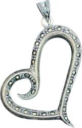 Flippy Pandantiv din Argint 925 Jolie Silver, Model Inima cu Marcasite, 45 x 35 mm, 4.8 g (09211)