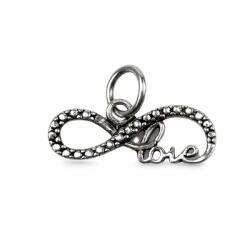 Flippy Pandantiv pentru Lanț din Argint 925, Jolie Silver, Model Infinit Love, cu Elemente Decorative, Design Decupat, Finisaj Oxidat, Argintiu (06807)