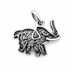 Flippy Pandantiv din Argint 925, Jolie Silver, Model Elefant, Design Filigranat, Finisaj Oxidat, 0.97 g, Argintiu și Negru (06031)
