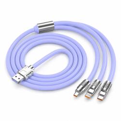 Flippy Cablu de Incarcare si Date 3 in 1, Flippy, Fast Charging, 120W, Compatibil Type-C, Utilizare Simultana pentru 3 Dispozitive, 1.2 m, Mov (177411)