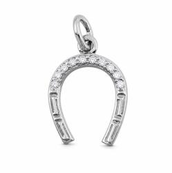 Flippy Pandantiv pentru Lanț din Argint 925, Jolie Silver, Model Potcoavă Norocoasă, cu Pietre Decorative Incolore, Design Decupat, Finisaj Lucios, Argintiu (05848)