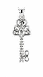 Flippy Pandantiv Cheie cu pietre, Argint 925, 2.7 cm x 1 cm, rodiata (06040)