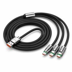Flippy Cablu de Incarcare si Date 3 in 1, Flippy, Fast Charging, 120W, Compatibil Type-C, Utilizare Simultana pentru 3 Dispozitive, 1.2 m, Negru (177413)