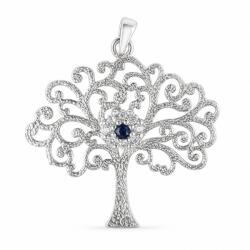 Flippy Pandantiv din Argint 925, Jolie Silver, Model Copacul Vieții, cu Pietre Albe și Albastre, Design Filigranat, Finisaj Rodiat, 2.61 g, Argintiu și Albastru (05412)