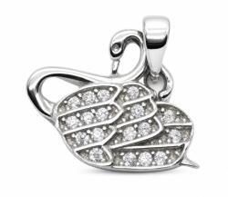 Flippy Pandantiv pentru Lanț din Argint 925, Jolie Silver, Model Lebădă Mică, cu Zirconii Incolore, Design Detaliat, Finisaj Lucios, Argintiu (09217)