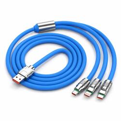 Flippy Cablu de Incarcare si Date 3 in 1, Flippy, Fast Charging, 120W, Compatibil Type-C, Utilizare Simultana pentru 3 Dispozitive, 1.2 m, Albastru (177410)