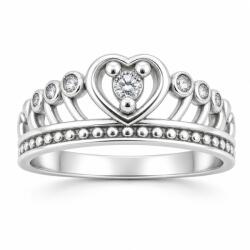 Flippy Inel din Argint 925, Jolie Silver, Model Coroana, cu Marcasite si Zirconiu, Design Elegant, Marimea 52, Argintiu (06828)