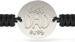 Atcom Bratara din argint cu snur impletit negru model Best Dad