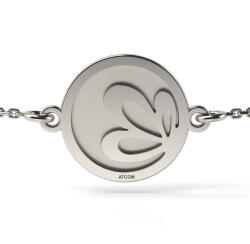 Atcom Bratara cu lantisor din argint model Floare de lotus gravata