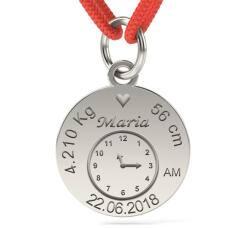 Atcom Pandantiv din argint cu snur model Birthday Clock