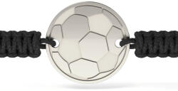 Atcom Bratara din argint cu snur negru model Minge de Fotbal