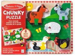 Spin Master Puzzle din lemn Melissa & Doug Spin Master - Animale de la Fermă 8 piese 2 Ani+ (681147006331-1) - vexio Puzzle