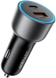 ACEFAST Incarcator pentru Masina USB, Type-C, 75W, Lumina Ambientala - Acefast (B21) - Metal Gray (KF2365806) - vexio