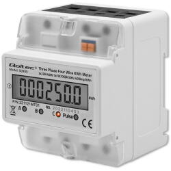 QOLTEC Three-phase electronic meter | energy consumption meter on DIN rail | 400V | LCD | 4P (50900)