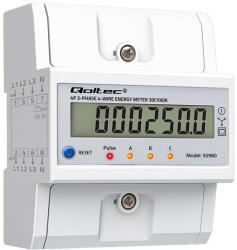 QOLTEC Three phase energy meter with reset 400V 100A (50980)