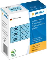 HERMA Etichete autoadezive numerotate Herma 4803 10x22 mm triple albastru/negru (4803)