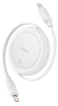 Baseus FREE2PULL MINI adatkábel (Type-C - Type-C, 60W, PD gyorstöltő, 100cm, csévélhető) FEHÉRP10364 (159868)