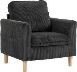 HOMCOM Fotoliu de living din velur reiat, fotoliu 1 loc căptușit, șezut lat, pernă cu arcuri, 83x74x87cm, Gri Închis | Aosom Romania (83B-772V00CG)