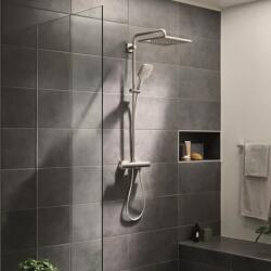 GROHE Sistem de dus, cu baterie termostatata, 310 mm, 1 functie, crom mat (Supersteel), Grohe Rainshower SmartActive 310 Cube 26837DC0 26837DC0 (26837DC0)