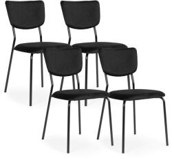 ModernHOME Scaun de dining, ModernHome KJC-4-BC, 4 buc, negru, 80 x 53 x 53 cm, tapițerie din catifea, picioare din oțel vopsit în pulbere, greutate maximă suportată: 120 kg