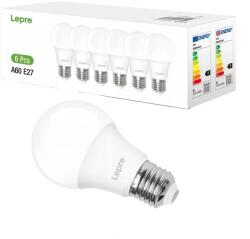 Lepro Bec LED LEPRO 100090-DW-EU-6, E27, A60, 8, 5 W (60 W), 806 lm, 6500 K (alb rece), 180°, pachet de 6 bucati (64080)