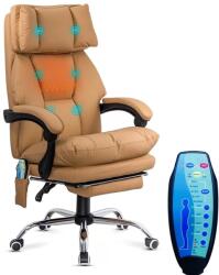 Chairs ON Scaun de birou cu masaj și încălzire OFF 414 Bej - Piele ecologică, ergonomic, suport 150 kg