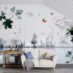 GIGAPRINT Öntapadós Fotótapéta Levelek Beton Természet Fal A Nappali Hálószobájába 250x175 (LISCIE_BETON_NATURA_MURAL)