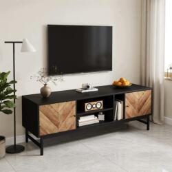Hommoo Tv szekrény 150x38x55 cm fekete és természetes forgácslap meta (103)