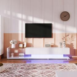 Gutent Tv szekrény, high gloss fehér, üveg panelek, LED (1007)