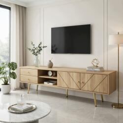 Hommoo Tv szekrény 160x36x42 cm fa mdf pb arany lábakkal (103)
