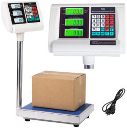 Verkstore Elektronikus Raktári Platform Mérleg Akkumulátorral és Árszorzó Funkcióval, Kék Ezüst, 100kg Méréshatár, 30x40 cm