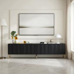 Hommoo Tv szekrény 190x38x48 cm fekete mdf, arany lábakkal (103)