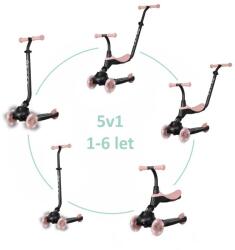 Qplay Roller / futóbicikli Sema Evo LED lámpákkal Coral Pink, kor 1 - 6 év, max 50 kg (AGSST-005-EVO-Coral-pink)