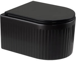 INVENA Glamour bordázott fali kerámia WC csésze Swirlflush öblítéssel és Soft-Close ülőkével, matt fekete CE-92-005-L (CE-92-005-L)