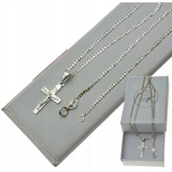 Bestsilver Ezüst Lánc 50cm Kereszt Jézus Ajándék Fiúnak Keresztelő áldozás (Lancuszek12090Best)