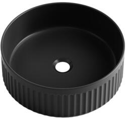 INVENA Glamour kerámia mosdótál 36 cm bordázott felülettel, matt fekete CE-63-005-W (CE-63-005-W)