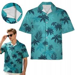 Bomevarica Stílusos Divatos Férfi Hawaii Pálmafás Rövid Ujjú Ing R. xl (Bomevarica4653)