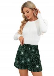 Shein Elegáns Flitteres Rövidnadrág Zöld 38-AS_B