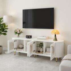 Hommoo Tv szekrény 170x35x55 cm fehér, arany fogantyúkkal és mdf lábakkal (103)