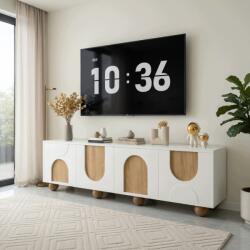 Hommoo Tv szekrény 175x38x50 cm natúr fehér mdf négy ajtós (103)