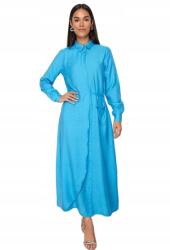 Trendyol Kék Ruha Hosszú Ujjú MIDI Ing 38 5EA* 38 5_A (TCTSS22EB0025)