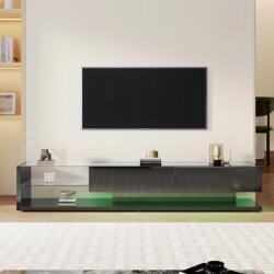 Gutent Tv szekrény lowboard, high gloss fekete, üveg, LED (1007)