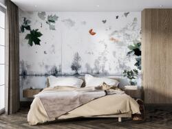 GIGAPRINT Öntapadós Fotótapéta Levelek Beton Természet Fal Hálószoba Nappali 150x105 (LISCIE_BETON_NATURA_MURAL)