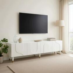 Hommoo Tv szekrény 180x40x50 cm fehér Mdf Pb aszimmetrikus domborművel (103)