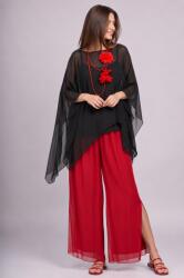 SHOPIKA Bluza asimetrica din matase naturala si vascoza tip poncho, neagra Talie unica