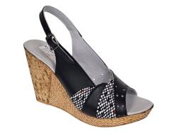Ciucaleti LUX Sandale dama din piele naturala cu platforme de 10cm Negre Color S47XNCOL, marimea 41